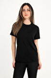 Rubadi Kadın Siyah T-shirt. Bisiklet Yaka, Basic Model, Regular Fit (normal Kalıp)